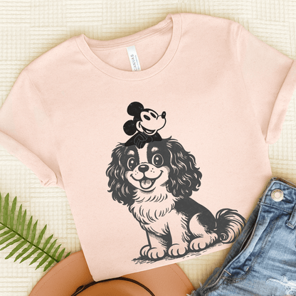 Cavalier Cartoon Mouse Unisex TShirt Soft Pink