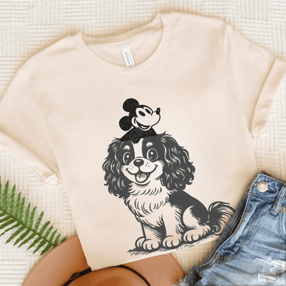 Cavalier Cartoon Mouse Unisex TShirt Natural