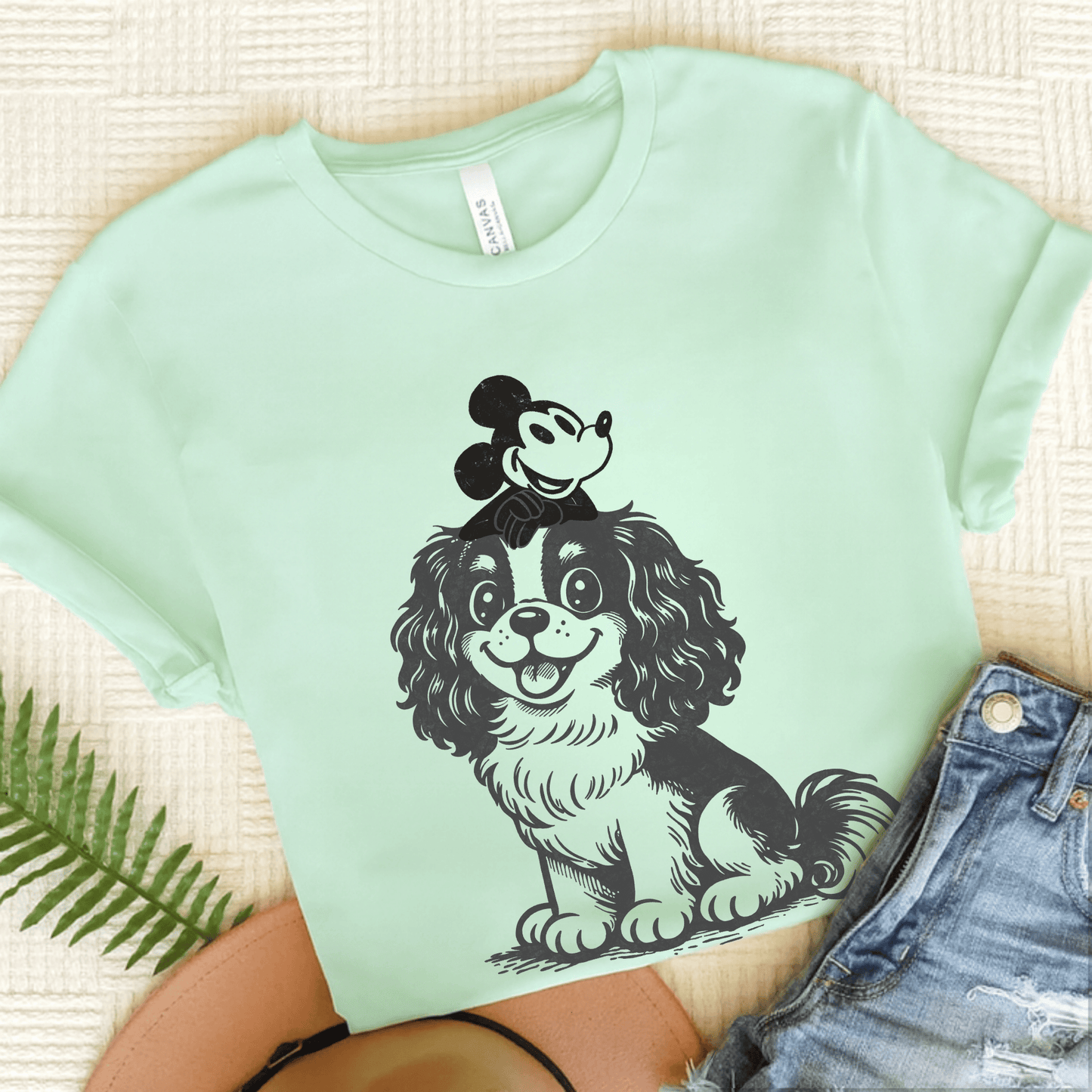 Cavalier Cartoon Mouse Unisex TShirt Heather Mint