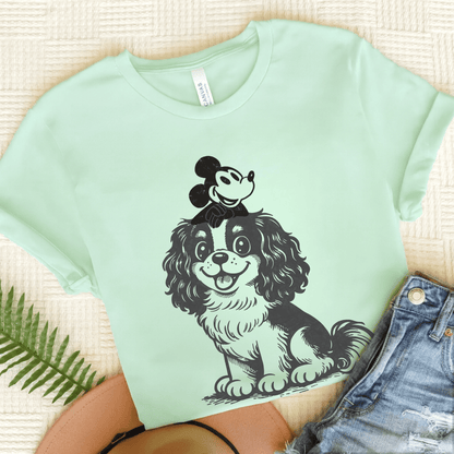 Cavalier Cartoon Mouse Unisex TShirt Heather Mint