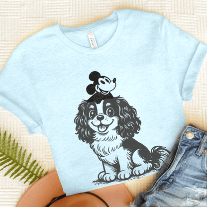 Cavalier Cartoon Mouse Unisex TShirt Heather Ice Blue