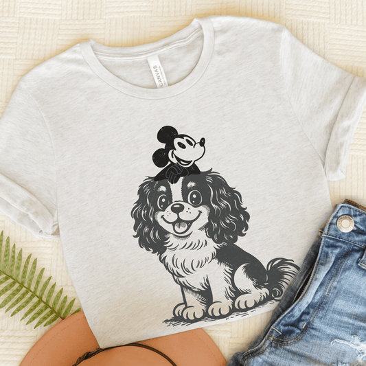Cavalier Cartoon Mouse Unisex TShirt Ash