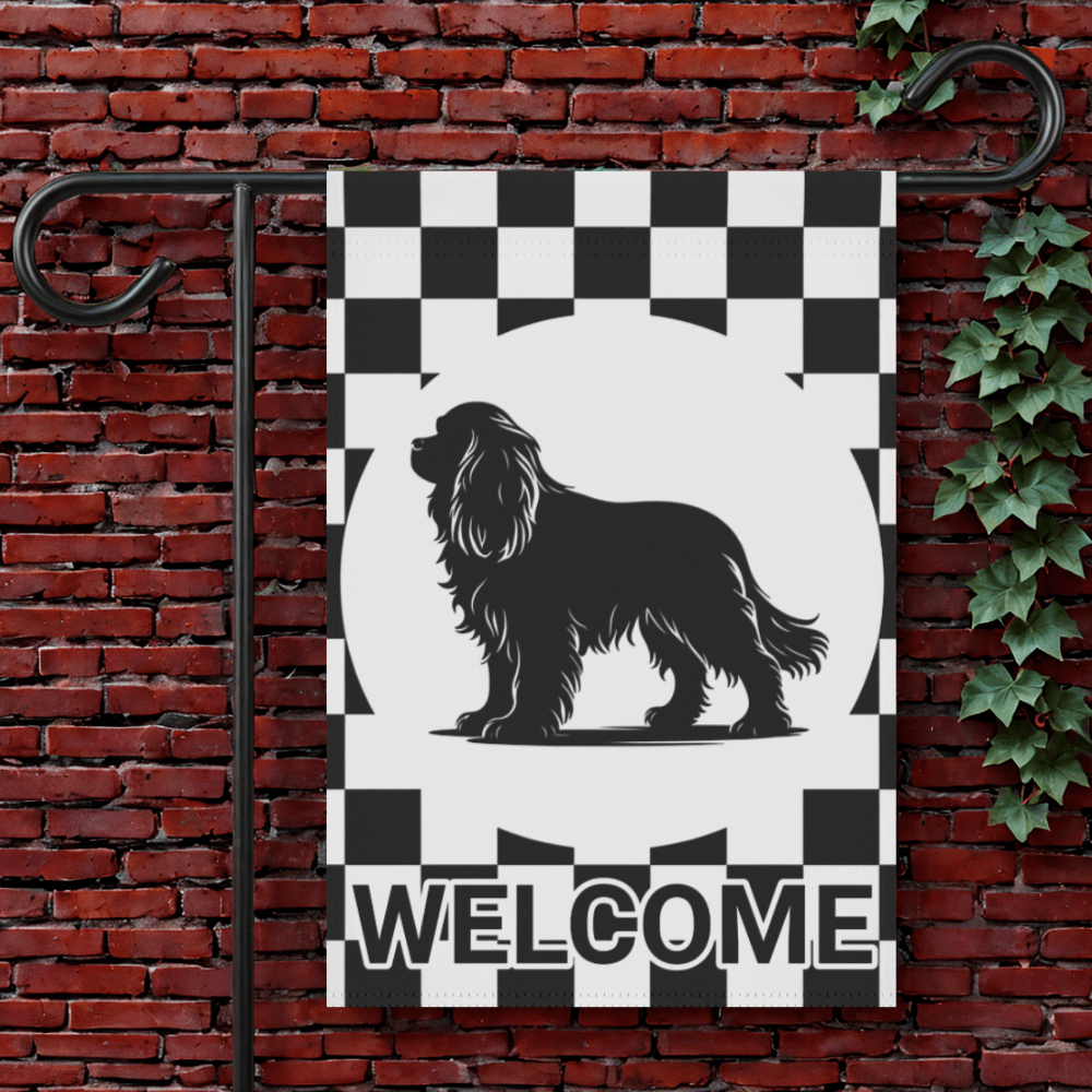Cavalier King Charles Checkered Garden Flag 12'' × 18''