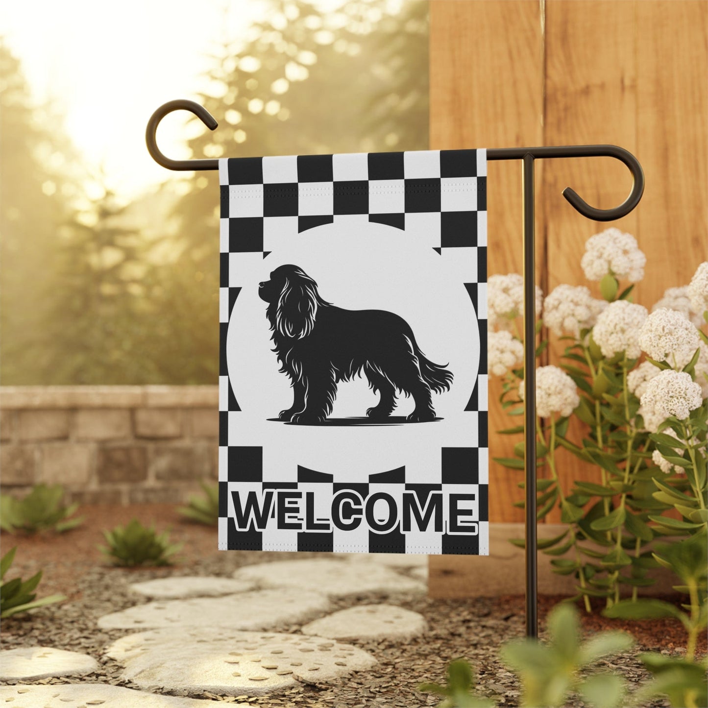 Cavalier King Charles Checkered Garden Flag