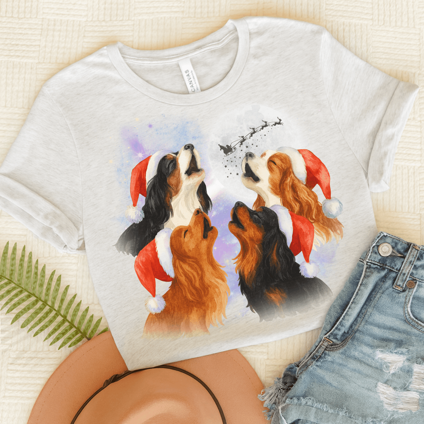 Printify T-Shirt Ash / S Cavalier King Charles Christmas Howliday TShirt