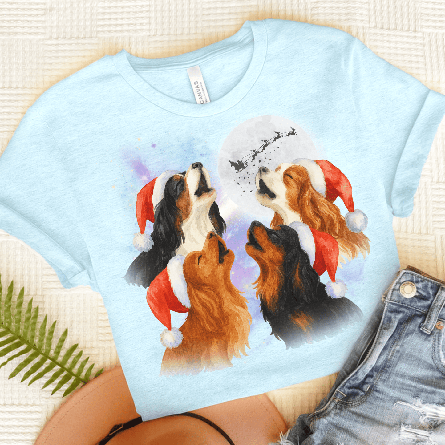 Printify T-Shirt Heather Ice Blue / S Cavalier King Charles Christmas Howliday TShirt