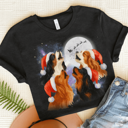 Printify T-Shirt Black Heather / S Cavalier King Charles Christmas Howliday TShirt