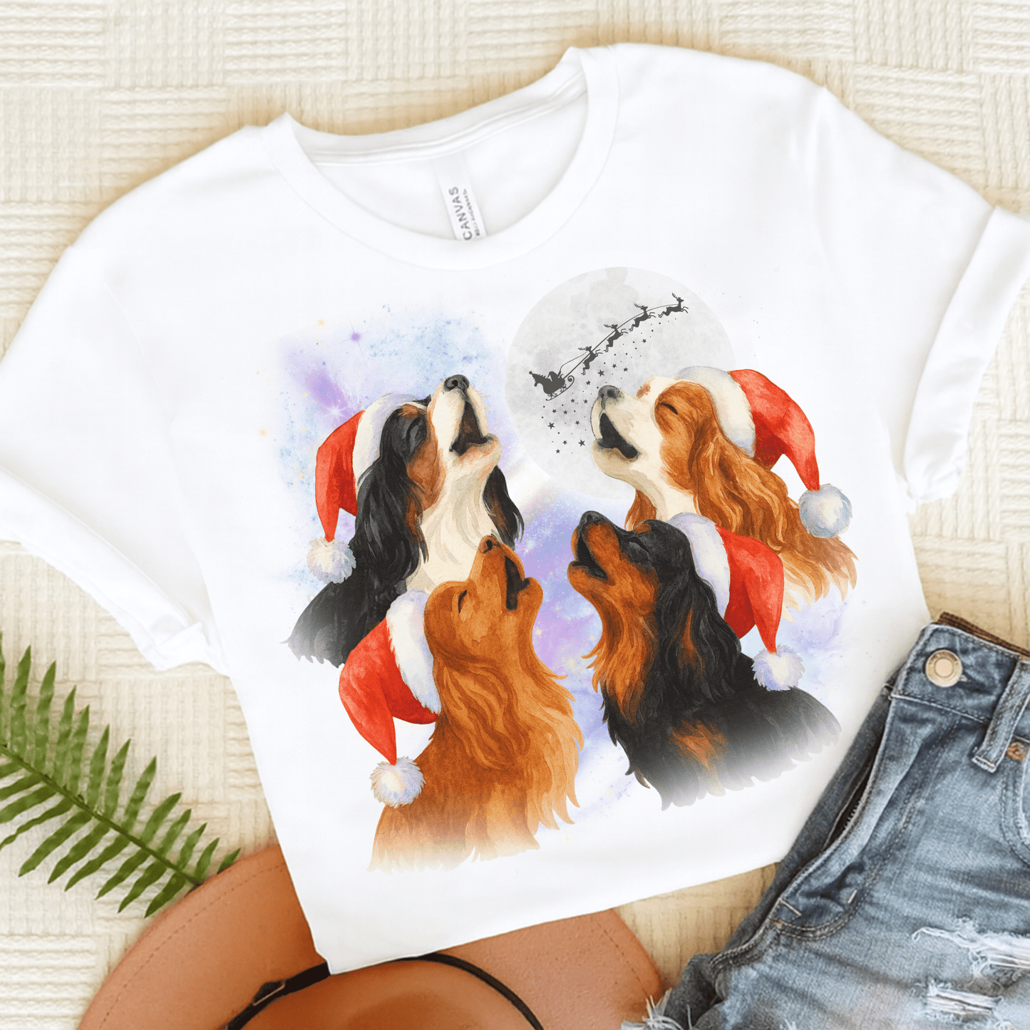 Printify T-Shirt White / S Cavalier King Charles Christmas Howliday TShirt