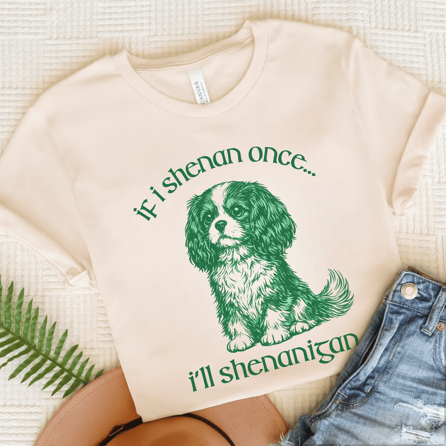 Cavalier King Charles Shenanigans Funny Unisex TShirt Natural