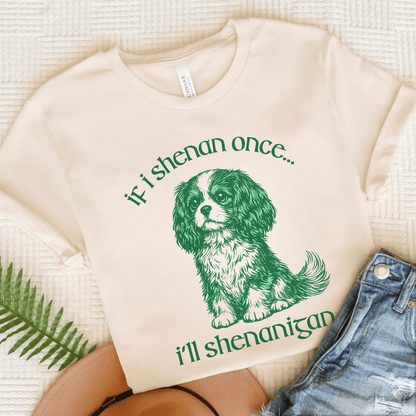 Cavalier King Charles Shenanigans Funny Unisex TShirt Natural