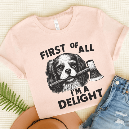 Cavalier King Charles Delight TShirt Soft Pink