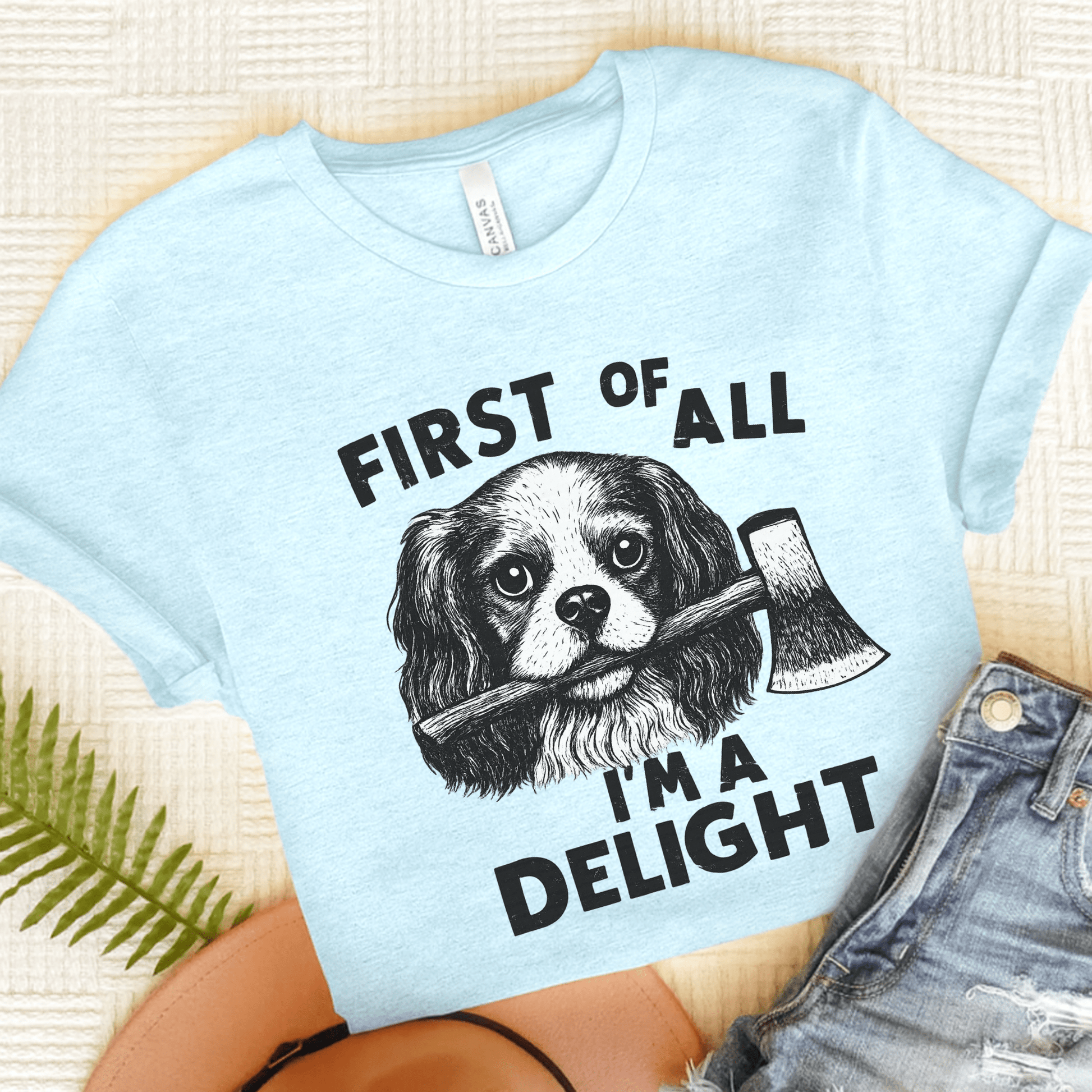 Cavalier King Charles Delight TShirt Heather Ice Blue