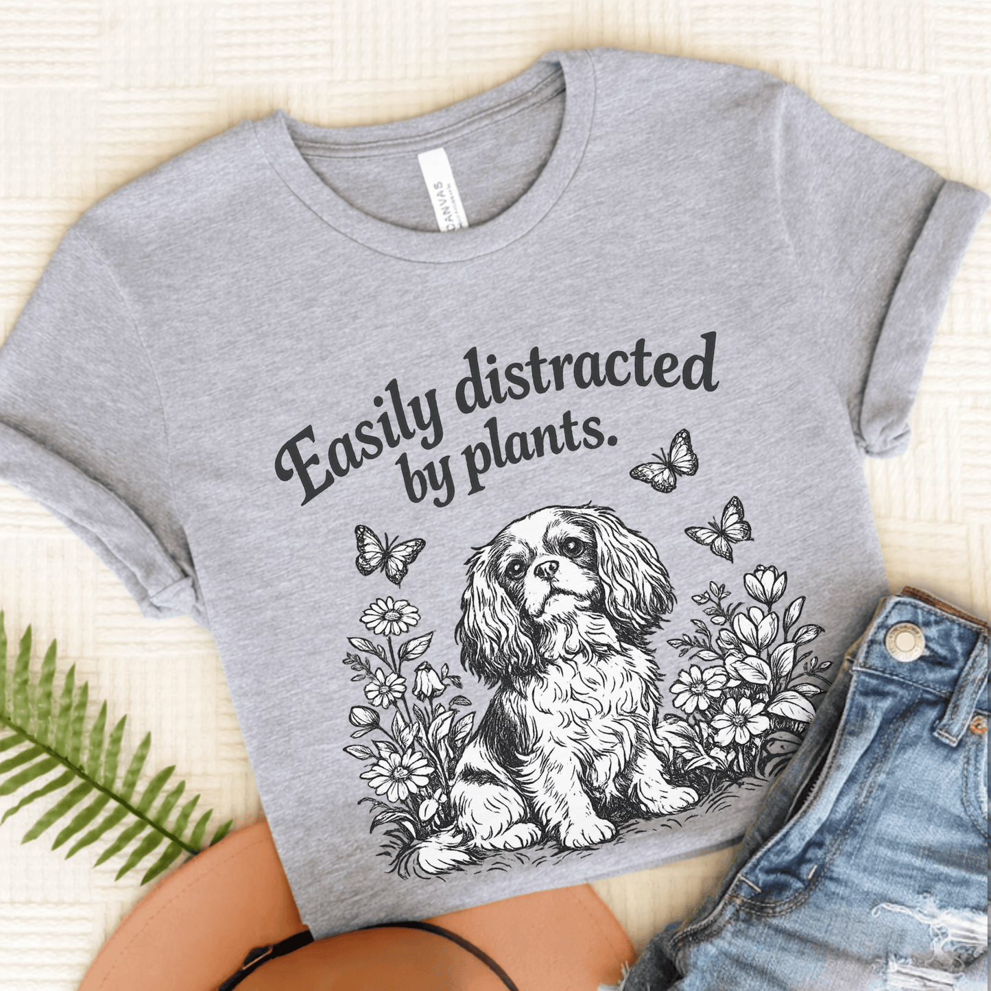 Cavalier Distracted Garden Unisex TShirt Athletic Heather