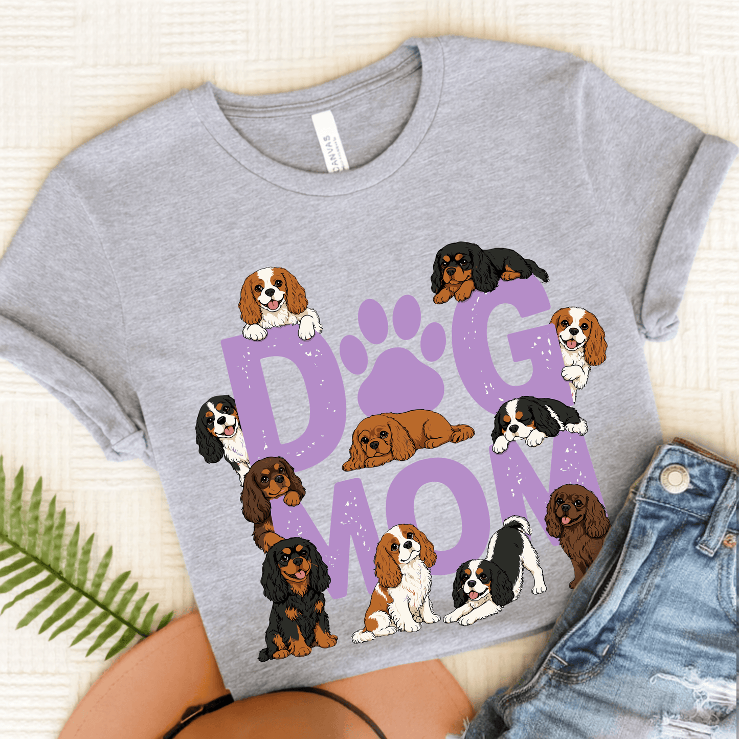 Cavalier King Charles Dog Mom Unisex TShirt Athletic Heather