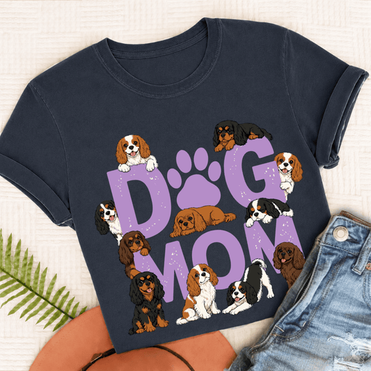 Cavalier King Charles Dog Mom Unisex TShirt True Navy
