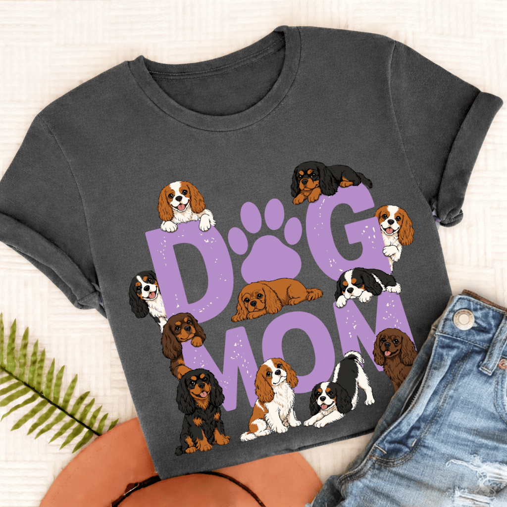 Cavalier King Charles Dog Mom Unisex TShirt Pepper