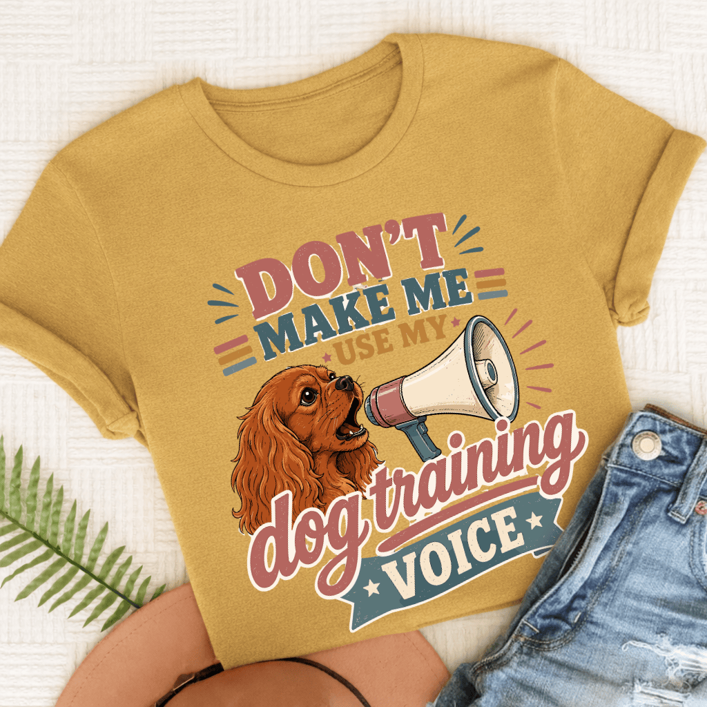 Cavalier King Charles Dog Training Voice Unisex TShirt Comfort Colors Mustard