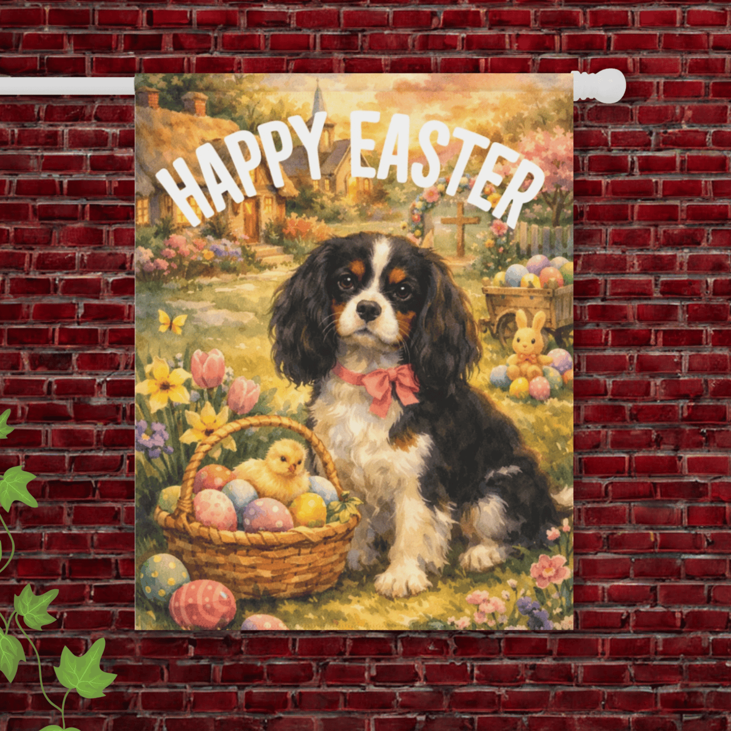 Personalized King Charles Elegant Easter Garden Flag 24.5'' × 32''