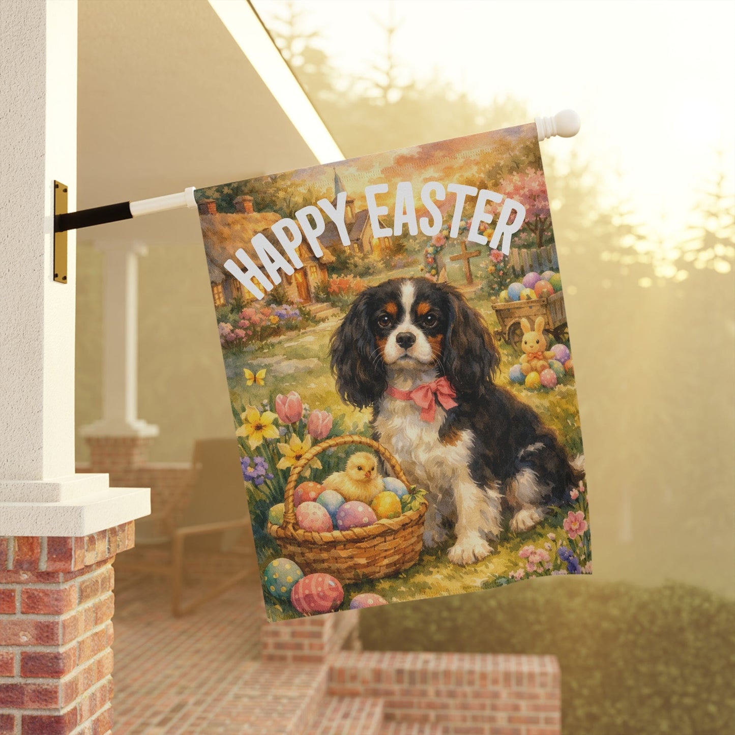 Personalized King Charles Elegant Easter Garden Flag