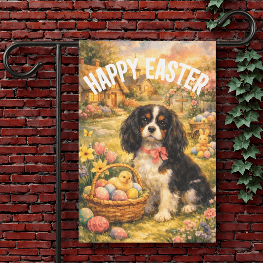 Personalized King Charles Elegant Easter Garden Flag 12'' × 18''