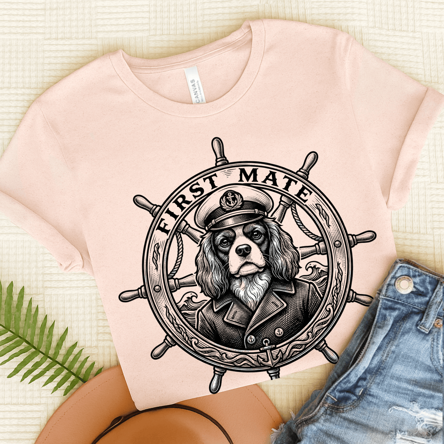 Cavalier King Charles First Mate Unisex TShirt Soft Pink
