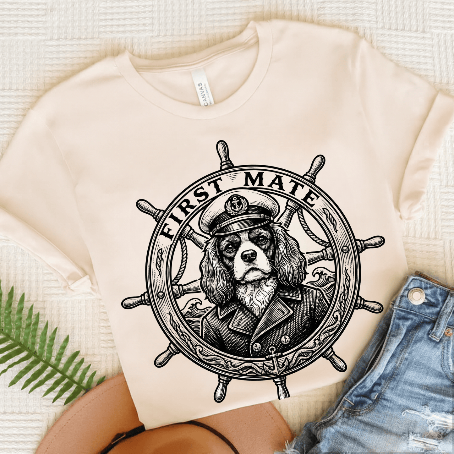 Cavalier King Charles First Mate Unisex TShirt Natural