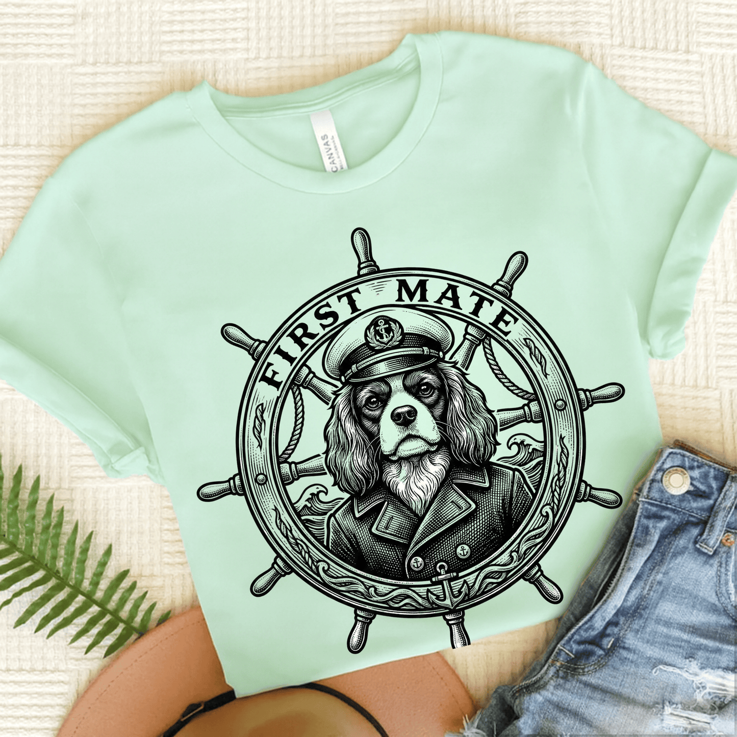 Cavalier King Charles First Mate Unisex TShirt Heather Mint