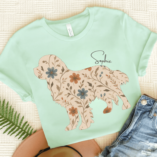 Printify T-Shirt Cavalier King Charles Floral Silhouette TShirt
