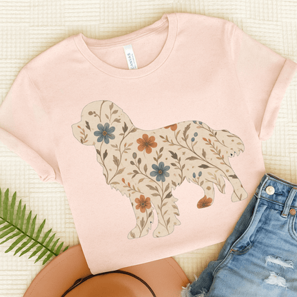 Printify T-Shirt Soft Pink / S Cavalier King Charles Floral Silhouette TShirt
