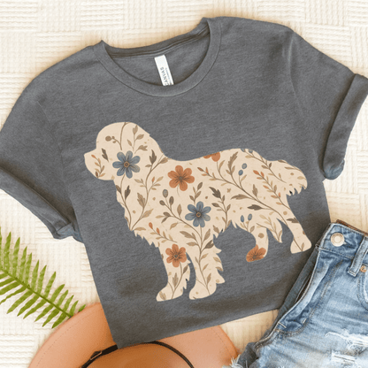 Printify T-Shirt Deep Heather / S Cavalier King Charles Floral Silhouette TShirt