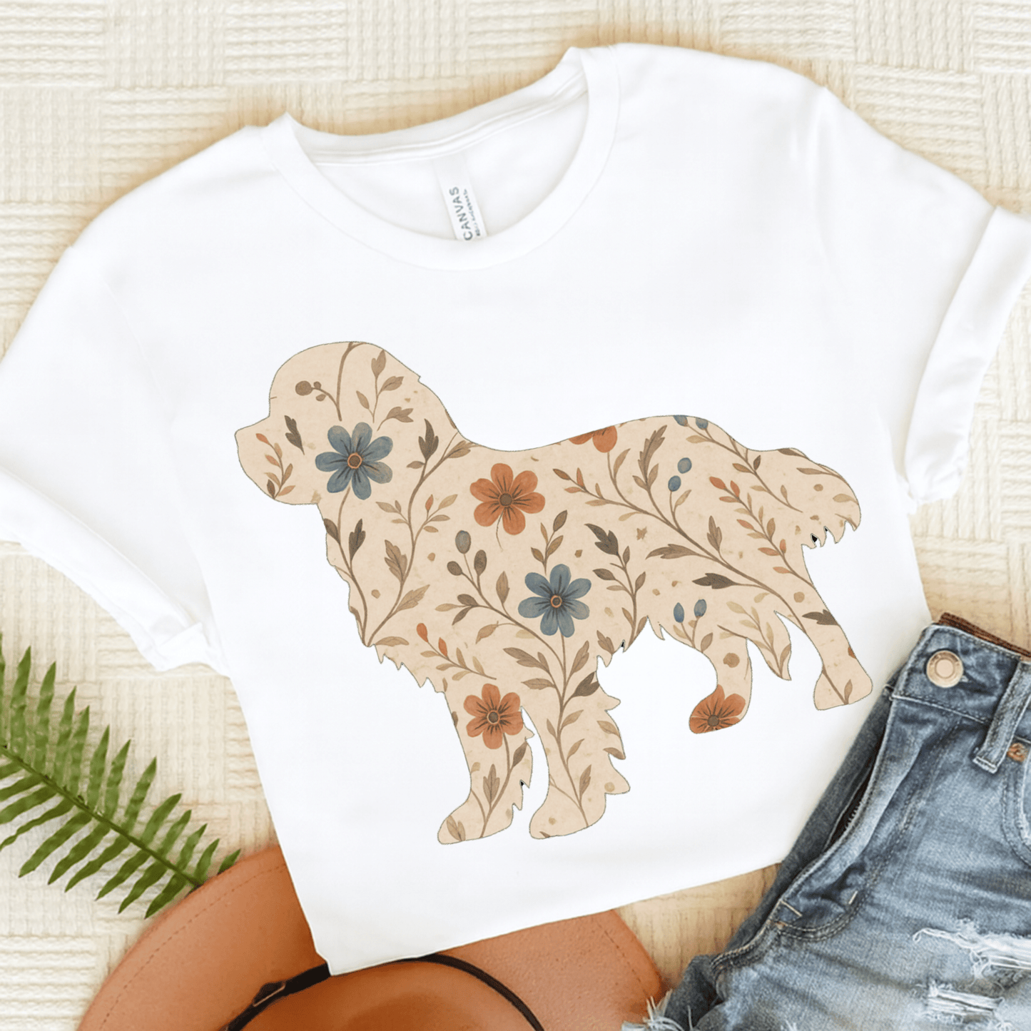 Printify T-Shirt White / S Cavalier King Charles Floral Silhouette TShirt