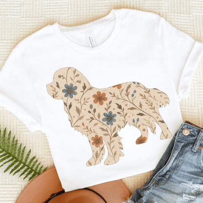 Printify T-Shirt White / S Cavalier King Charles Floral Silhouette TShirt