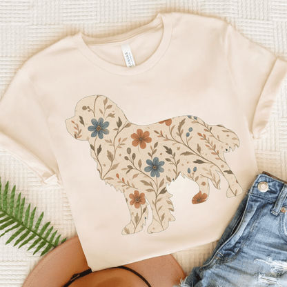 Printify T-Shirt Natural / S Cavalier King Charles Floral Silhouette TShirt