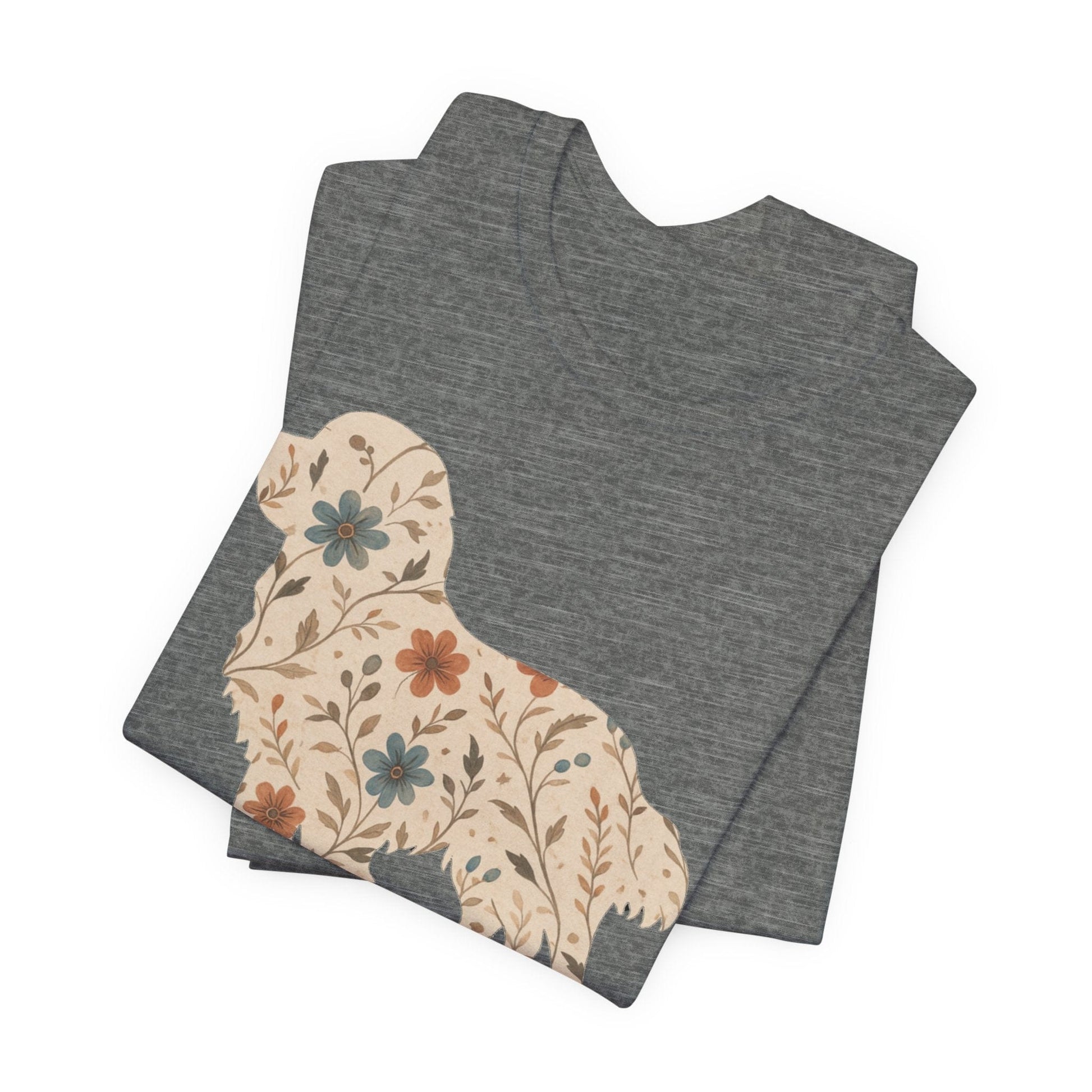 Printify T-Shirt Cavalier King Charles Floral Silhouette TShirt