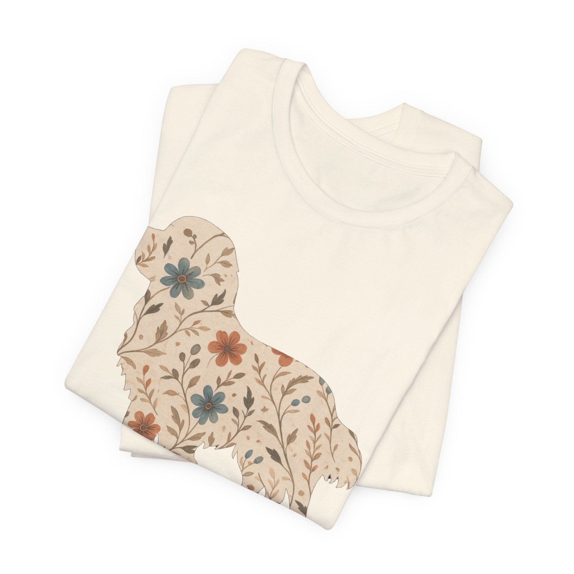 Printify T-Shirt Cavalier King Charles Floral Silhouette TShirt