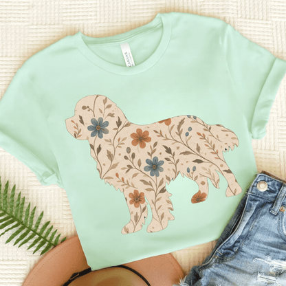 Printify T-Shirt Heather Mint / S Cavalier King Charles Floral Silhouette TShirt