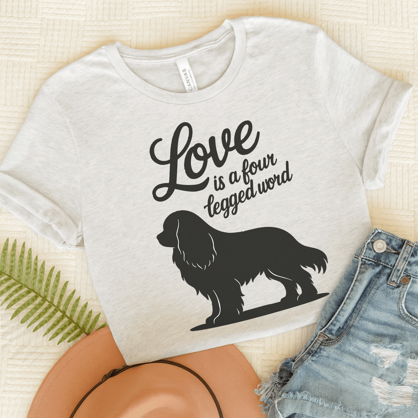 Printify T-Shirt Ash / S Cavalier King Charles Four Legged Word TShirt
