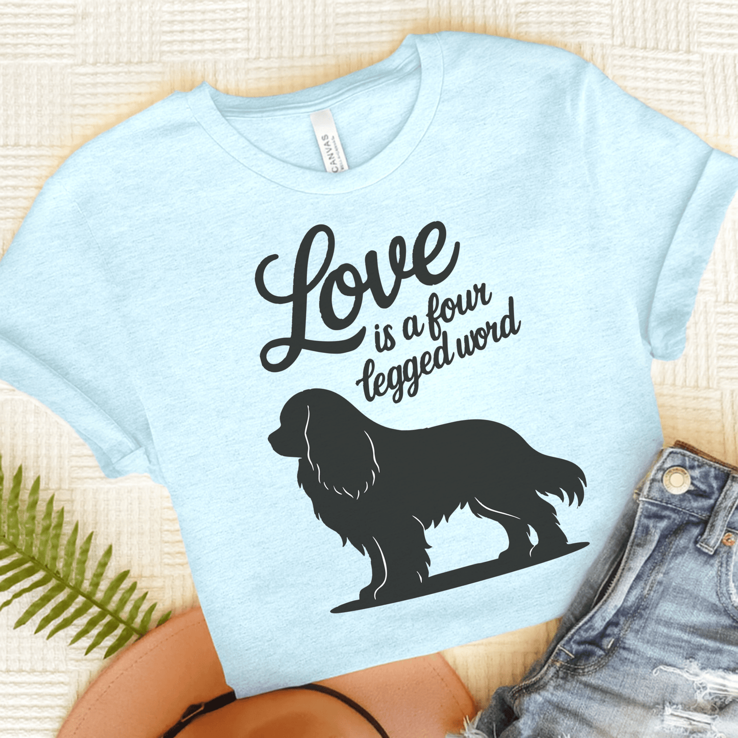 Printify T-Shirt Heather Ice Blue / S Cavalier King Charles Four Legged Word TShirt