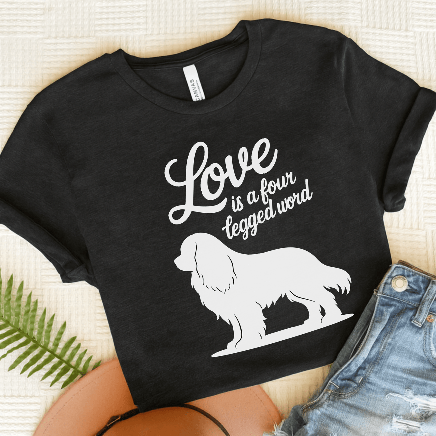 Printify T-Shirt Solid Black Blend / S Cavalier King Charles Four Legged Word TShirt