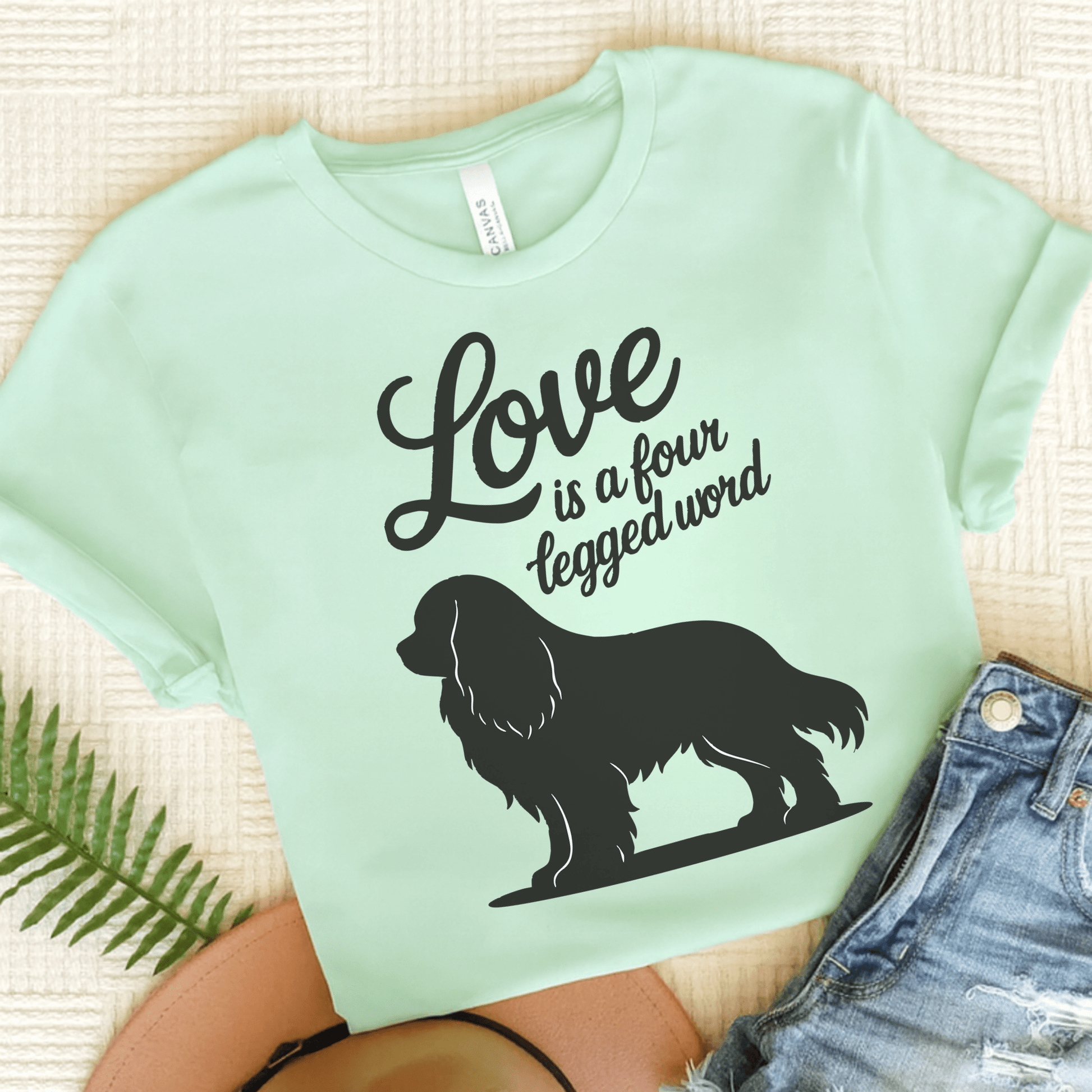 Printify T-Shirt Heather Mint / S Cavalier King Charles Four Legged Word TShirt