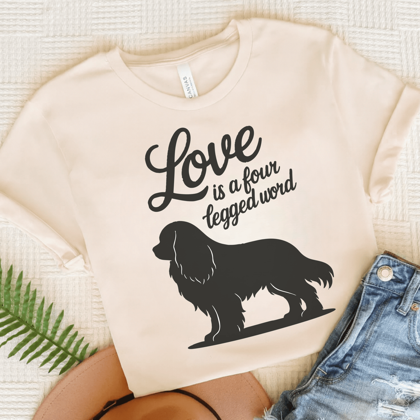 Printify T-Shirt Natural / S Cavalier King Charles Four Legged Word TShirt