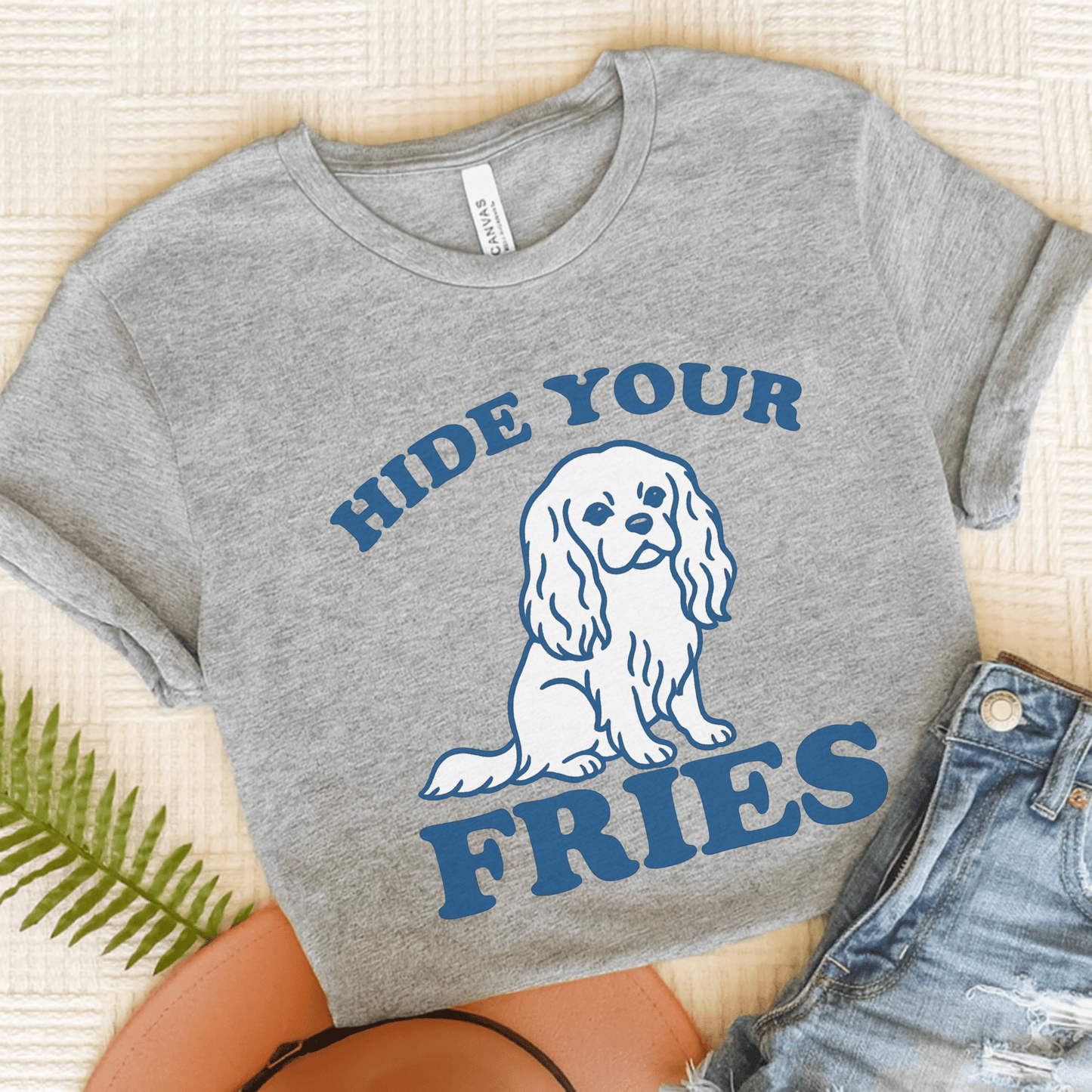 Printify T-Shirt Athletic Heather / S Cavalier King Charles Fries TShirt