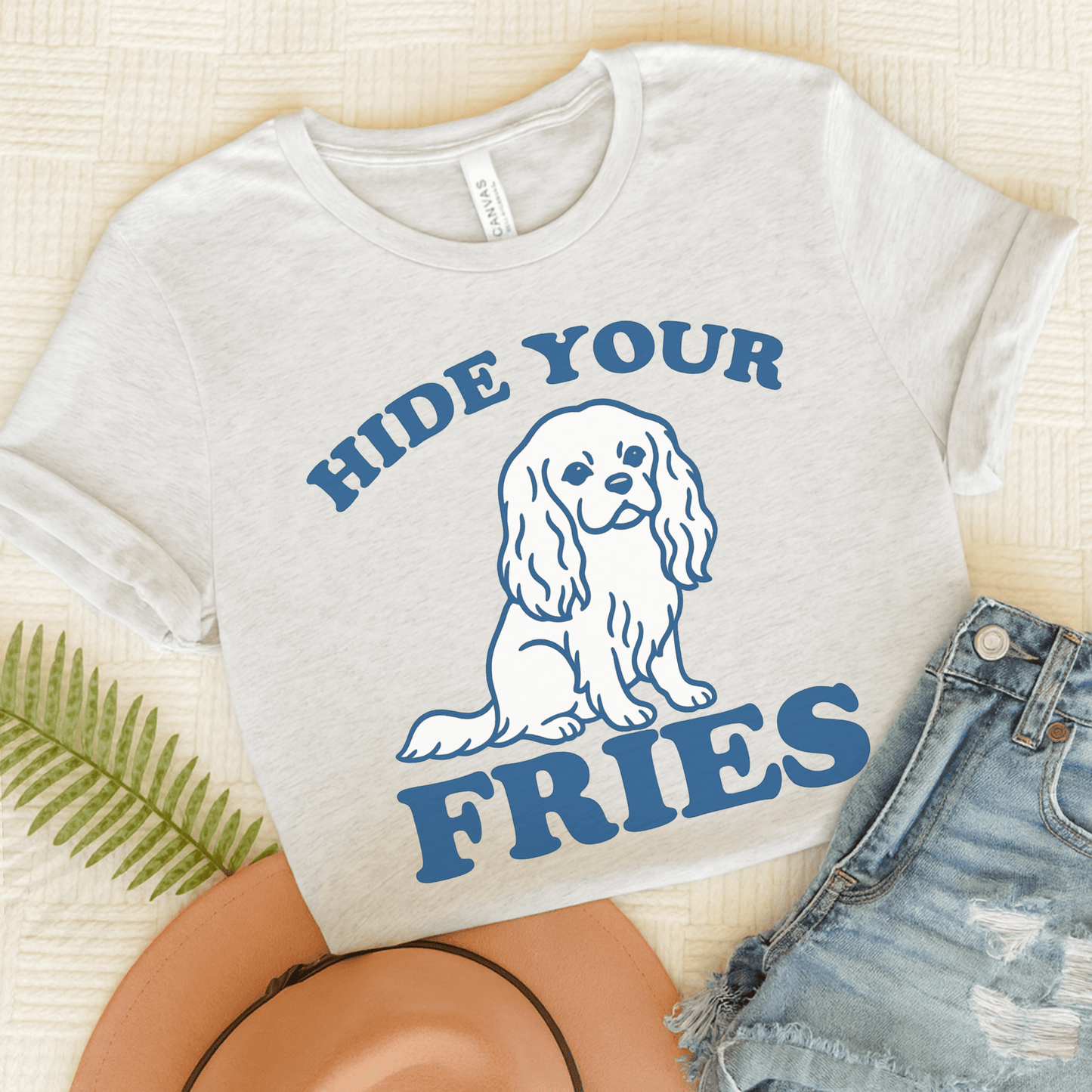 Printify T-Shirt Ash / S Cavalier King Charles Fries TShirt