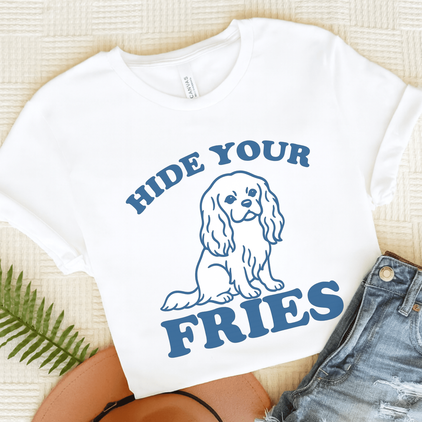 Printify T-Shirt White / S Cavalier King Charles Fries TShirt