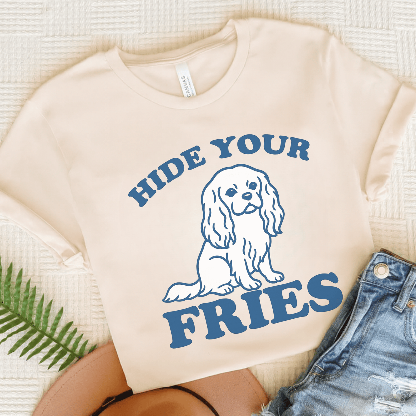 Printify T-Shirt Natural / S Cavalier King Charles Fries TShirt