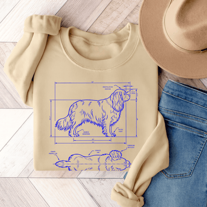 Cavalier King Charles Funny Blueprint Sweatshirt Sand