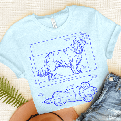 Cavalier King Charles Blueprint Unisex Tshirt Heather Ice Blue