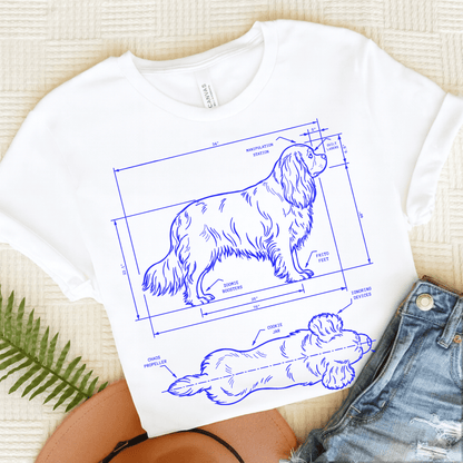 Cavalier King Charles Blueprint Unisex Tshirt White