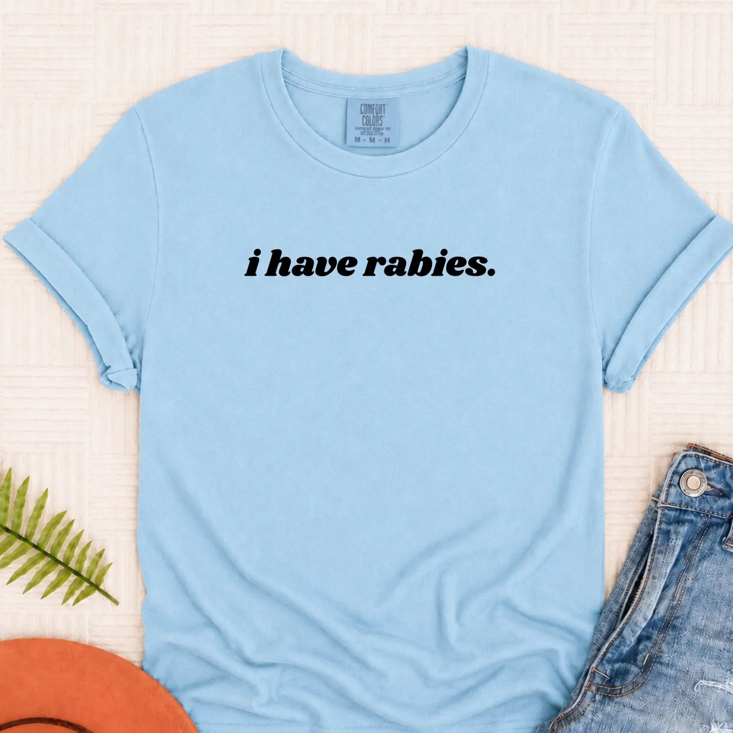 T-Shirt Chambray / S Cavalier King Charles Funny I Have Rabies Unisex Tshirt