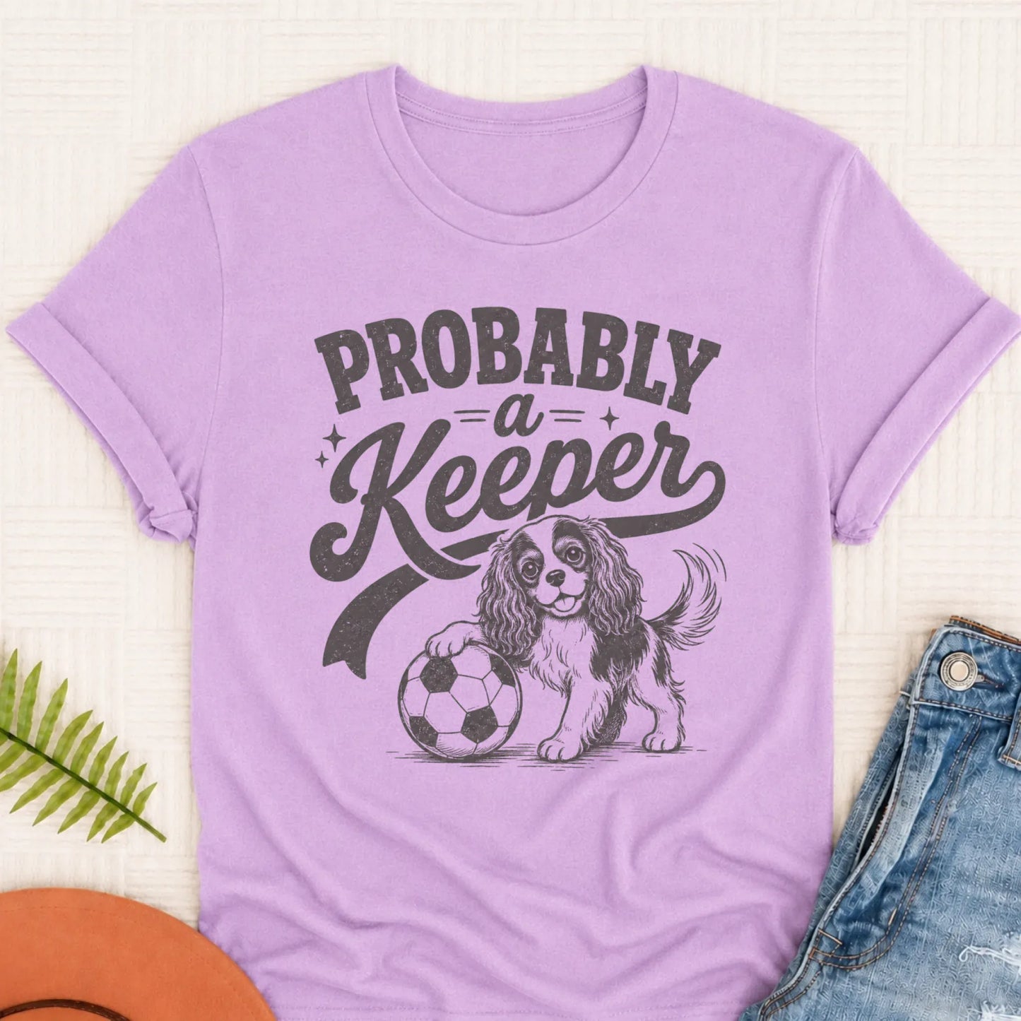 Cavalier King Charles Funny Soccer Keeper Unisex T-Shirt Orchid